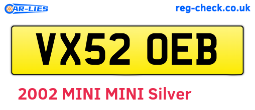VX52OEB are the vehicle registration plates.