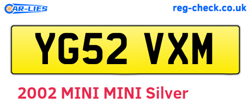 YG52VXM are the vehicle registration plates.