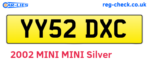 YY52DXC are the vehicle registration plates.