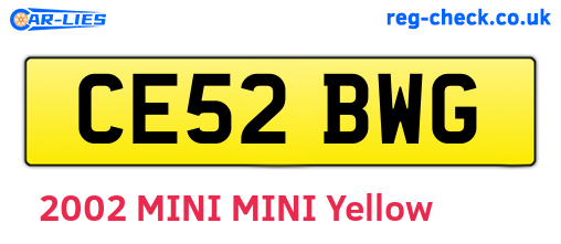 CE52BWG are the vehicle registration plates.