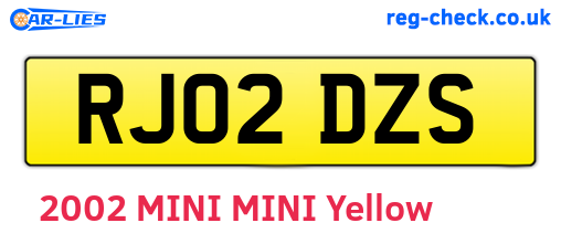 RJ02DZS are the vehicle registration plates.