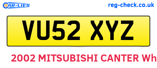 VU52XYZ are the vehicle registration plates.