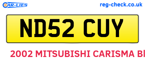 ND52CUY are the vehicle registration plates.