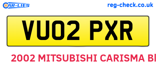 VU02PXR are the vehicle registration plates.