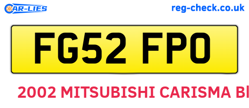 FG52FPO are the vehicle registration plates.