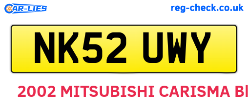 NK52UWY are the vehicle registration plates.