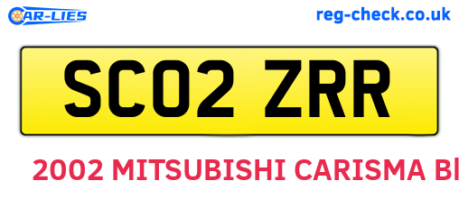 SC02ZRR are the vehicle registration plates.