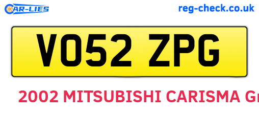 VO52ZPG are the vehicle registration plates.