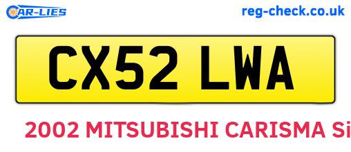 CX52LWA are the vehicle registration plates.