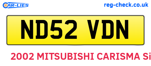 ND52VDN are the vehicle registration plates.