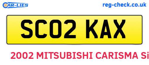 SC02KAX are the vehicle registration plates.