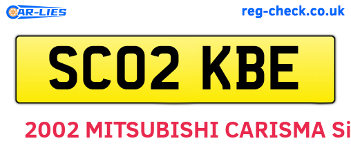 SC02KBE are the vehicle registration plates.