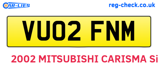 VU02FNM are the vehicle registration plates.