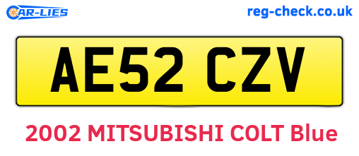 AE52CZV are the vehicle registration plates.