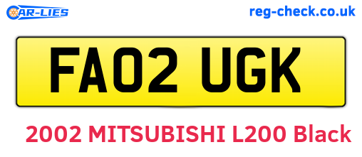FA02UGK are the vehicle registration plates.