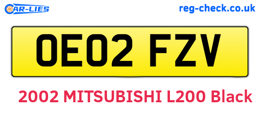 OE02FZV are the vehicle registration plates.