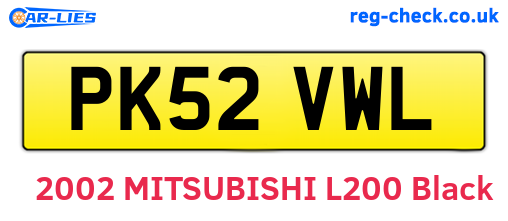 PK52VWL are the vehicle registration plates.
