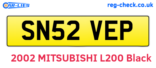 SN52VEP are the vehicle registration plates.