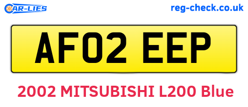 AF02EEP are the vehicle registration plates.