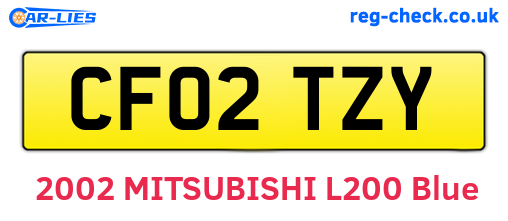 CF02TZY are the vehicle registration plates.