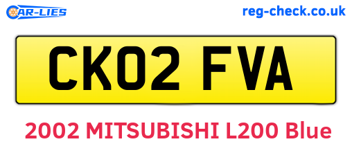 CK02FVA are the vehicle registration plates.