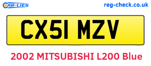 CX51MZV are the vehicle registration plates.