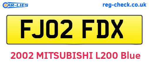 FJ02FDX are the vehicle registration plates.