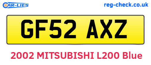 GF52AXZ are the vehicle registration plates.
