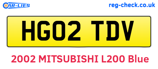 HG02TDV are the vehicle registration plates.