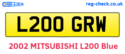 L200GRW are the vehicle registration plates.