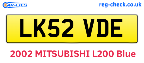 LK52VDE are the vehicle registration plates.