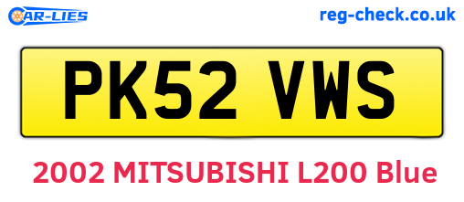 PK52VWS are the vehicle registration plates.
