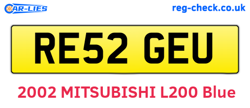 RE52GEU are the vehicle registration plates.