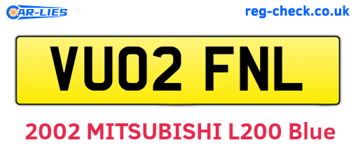VU02FNL are the vehicle registration plates.