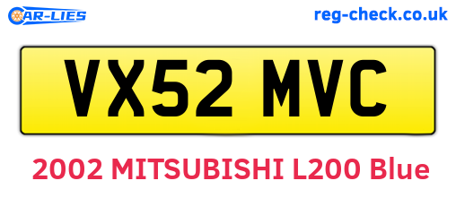 VX52MVC are the vehicle registration plates.