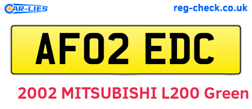 AF02EDC are the vehicle registration plates.