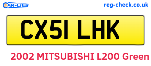 CX51LHK are the vehicle registration plates.