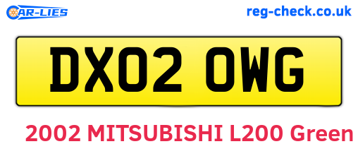 DX02OWG are the vehicle registration plates.
