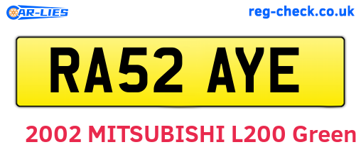 RA52AYE are the vehicle registration plates.