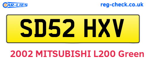 SD52HXV are the vehicle registration plates.