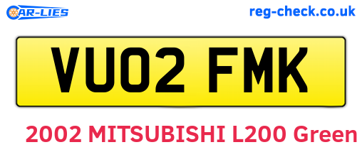 VU02FMK are the vehicle registration plates.