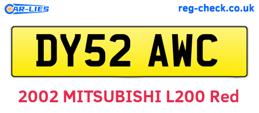 DY52AWC are the vehicle registration plates.