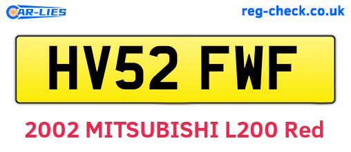HV52FWF are the vehicle registration plates.