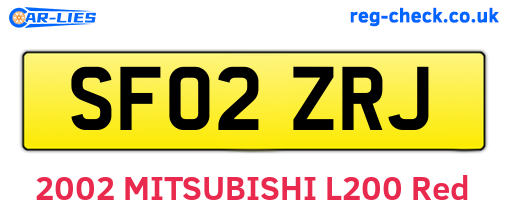 SF02ZRJ are the vehicle registration plates.
