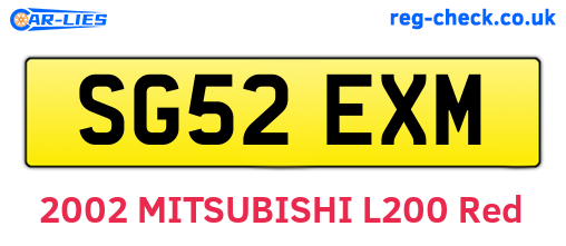SG52EXM are the vehicle registration plates.