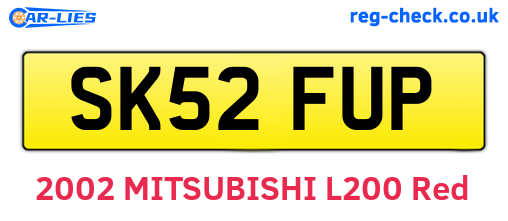 SK52FUP are the vehicle registration plates.