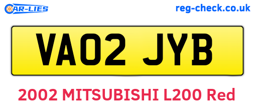 VA02JYB are the vehicle registration plates.