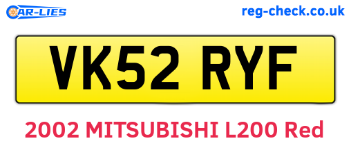 VK52RYF are the vehicle registration plates.