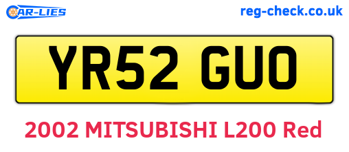 YR52GUO are the vehicle registration plates.