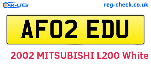 AF02EDU are the vehicle registration plates.